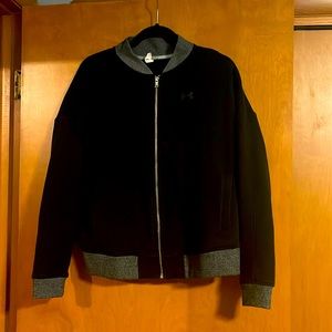 Under Armour Bomber Athletic Jacket, Black and Grey, Size M